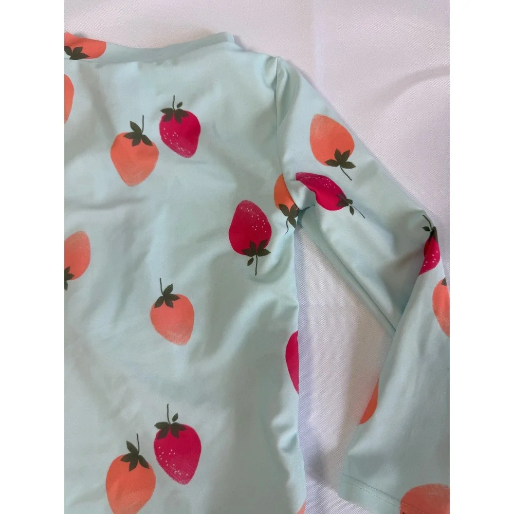 Simple Joys by Carters Girls Swimsuit 2T Strawberry Long Sleeve Rash Guard Beach